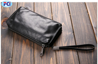 Tas Tangan Pria Lembut Kulit Retro Panjang Dompet Pria Lapisan Pertama Kulit Ponsel Kulit Clutch Bag