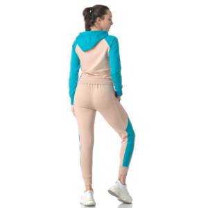 Women Latest Design Solid Color Block Guaranteed Fabric Long Sleeve Zipper Hoodie With <b>Matching</b> <b>Joggers</b> Trousers - Product Image 3