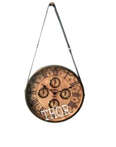 Horloge murale suspendue Vintage, décoration romaine en fer, silencieuse, avec ceinture en cuir marron, décor de maison - Product Image 3