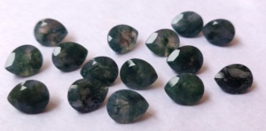 Ágata musgo Natural de alta calidad, 6x8mm a 7x10mm, Ágata suelta de alta calidad con facetas de pera - Product Image 4