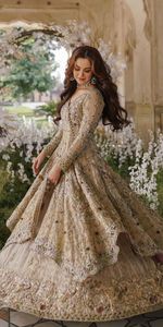 ZARDOZI-hermoso vestido indio/paquistaní bordado pesado en ANARKALI con LEHENGA WALIMA embellecido, trabajo para boda @ 2021 - Product Image 2