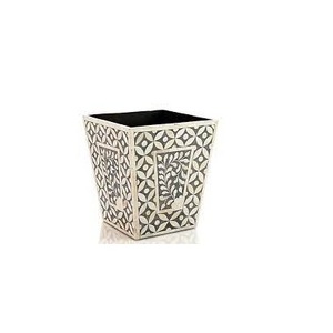 Maceta de flor con incrustaciones de hueso, decoración de mesa de comedor de color blanco y negro, tamaño personalizado, alta calidad - Product Image 2