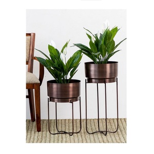 Hot Selling Customized Size Copper Antique Plated Eco-Friendly Planter with <b>Stand</b> for Indoor/Outdoor Use Decorative Flower <b>Pots</b> - Product Image 1