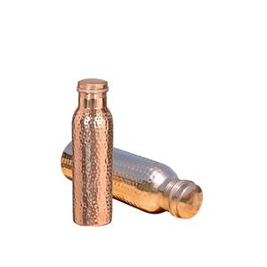 Wholesale Copper Water Bottle Hammered Best 2 Piece with Printed Blue Color for Jointless Copper Bottle India Made - Product Image 2
