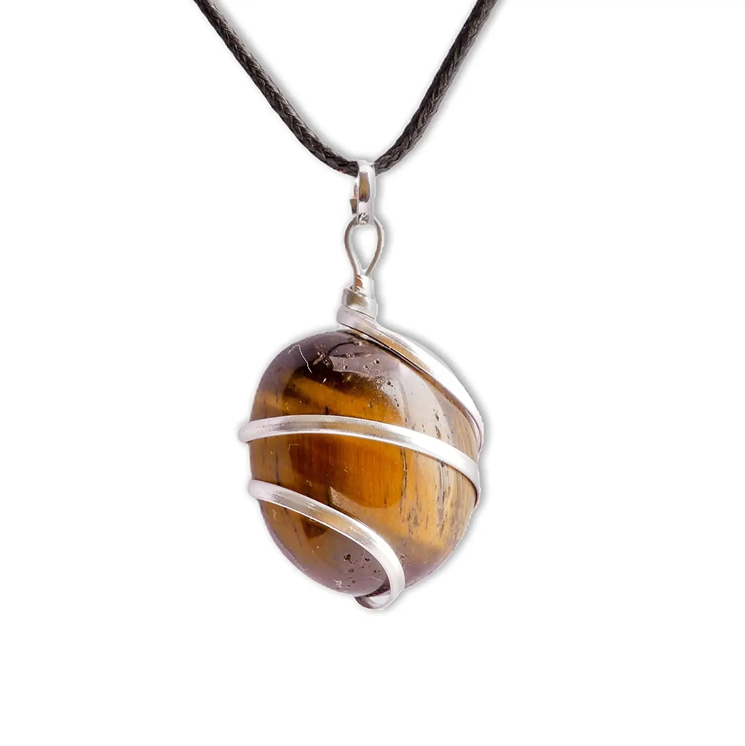 Natural Tiger Eye Handmade Wire Wrap Healing Pendant - Tumbled Stones Wire Wrapping Crystal Pendants