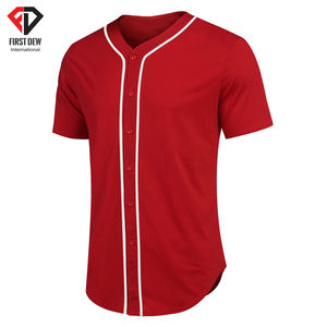 เสื้อยืดเบสบอลโพลีเอสเตอร์100% โพลีเอสเตอร์ของ V Neck Full Plain Blank Blank Solid Red สีขาว Pipping - Product Image 2