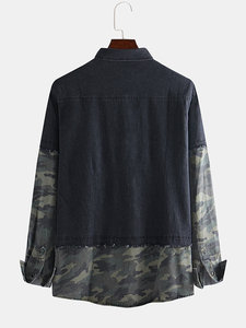 Denim AOP & SD en coton élégant et à la mode avec chemise L/S pour hommes brodée du Bangladesh à prix compétitif - Product Image 4