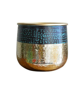 Two Tone Round Metal Hand Made Decorative Planter 2026 - Product Image 1
