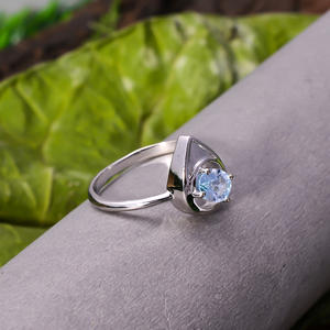 Anillo de compromiso de plata de ley 92,5, Topacio Azul Natural de 2,8 gramos, piedra de corte ovalado, estilo religioso, alta calidad, terceros - Product Image 3