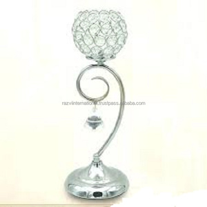 Gold Leaf Design Crystal Ball Aluminium Gold Plated Handmade Eco-Friendly Durable Candle Stand for Table <b>Top</b> Decoration <b>Easter</b> - Product Image 3