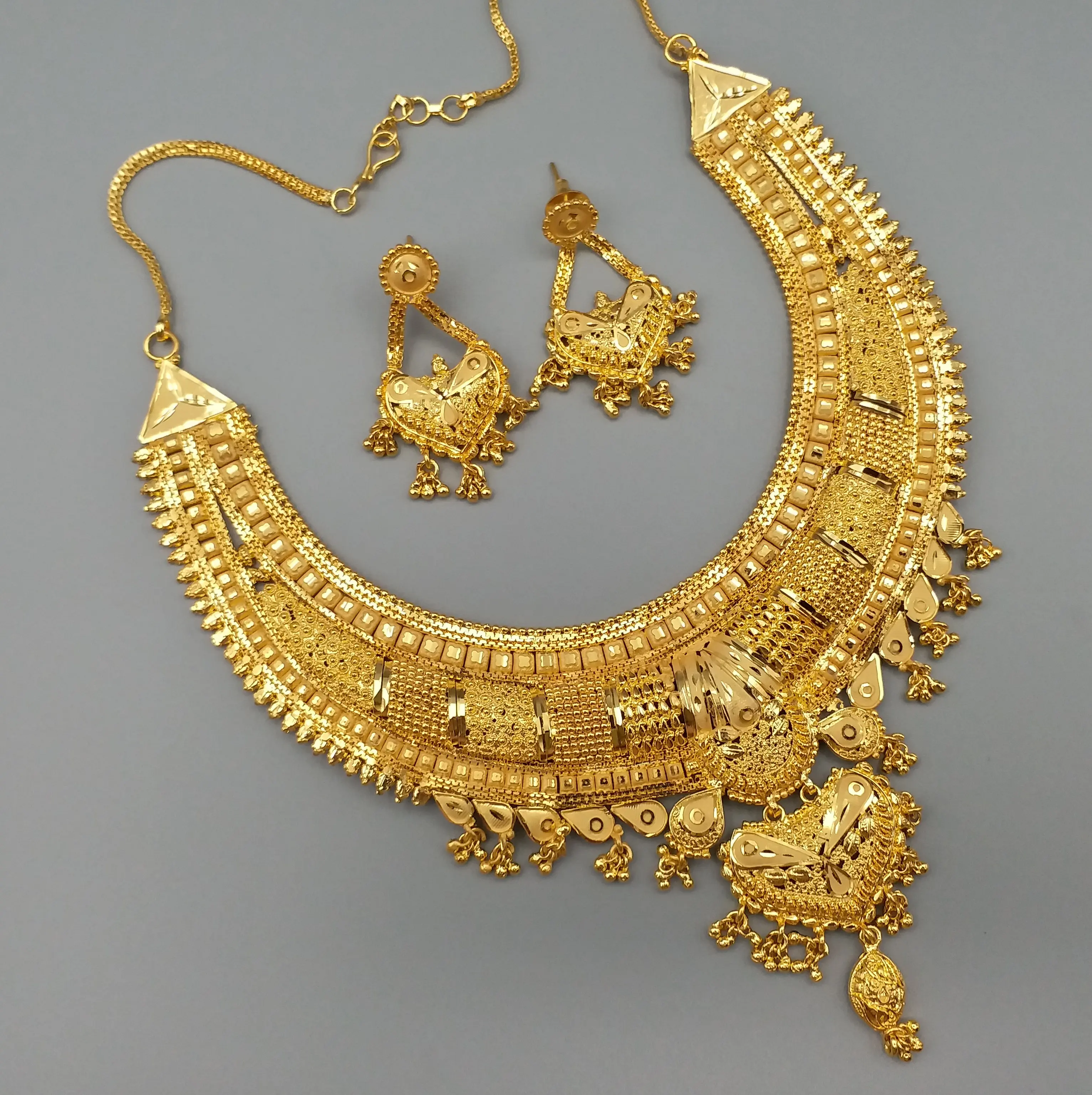Traditional 1 Gram Gold Plated Forming Necklace with Earring