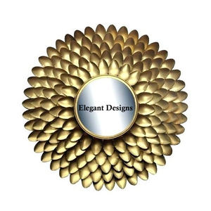 Latest Designer Metal Wall Mirror Gold Powder Coated Handmade Fancy Mirror Classic Stylish Decorative Best Wall Mirror - Product Image 4