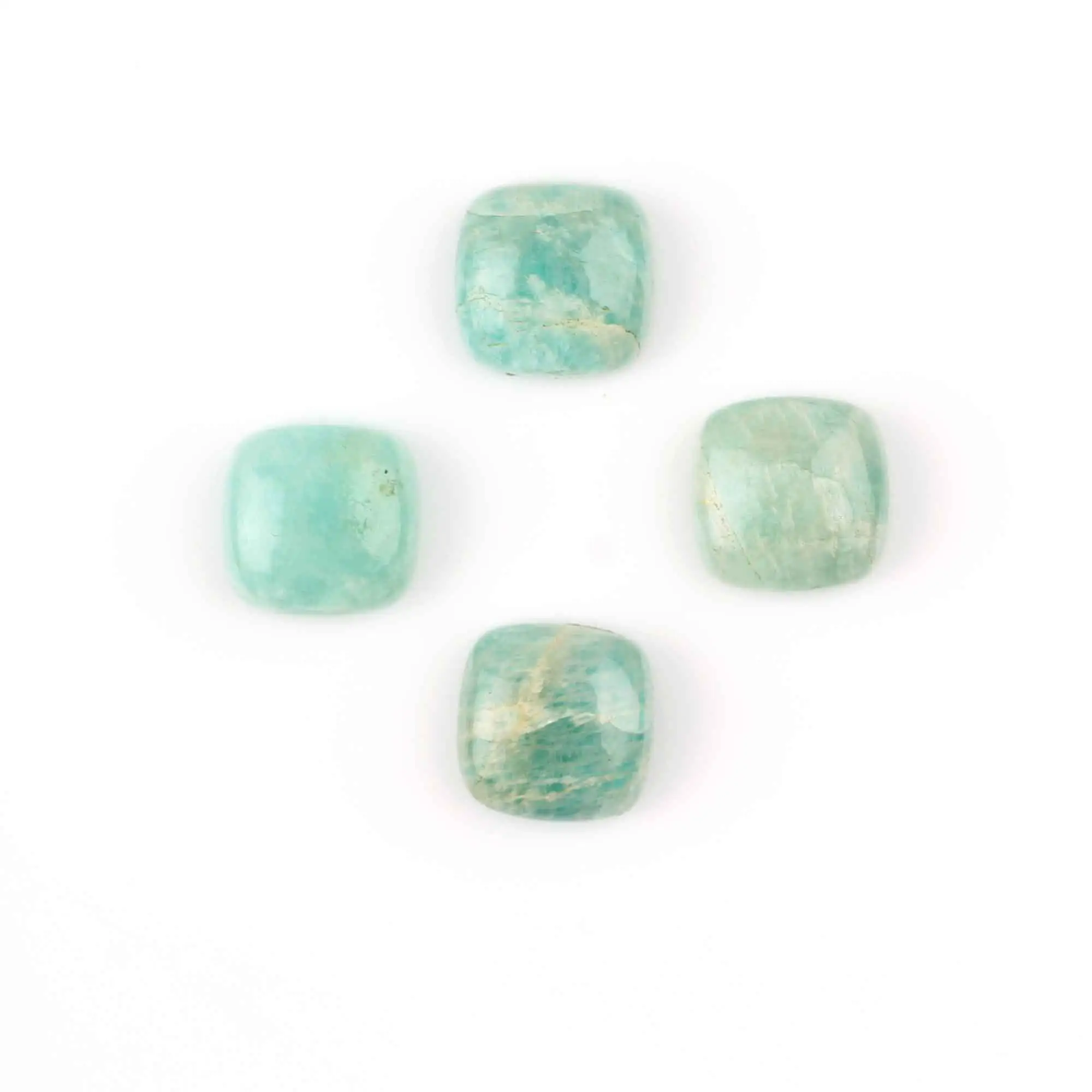 Natural 12mm cushion shape amazonite copper making jewelry precious stone smooth flat back loose gemstone amazonite cabochon