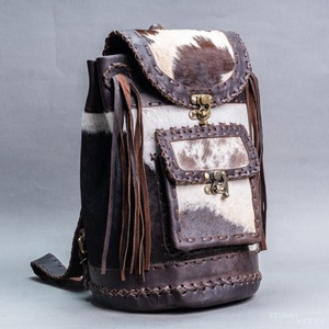 Sac à dos sud en cuir de vache pour femmes, sacoche de voyage à poches multiples, fourrure de vache - Product Image 1