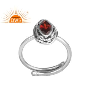 Vintage Look Red Garnet Gemstone Nanette Shape Ring 925 Sterling <b>Oxidized</b> Silver Ring Jewelry For All Sizes Manufacturer - Product Image 1