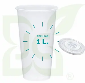 JC-购买直接1L塑料泡沫茶杯，带盖和密封薄膜
