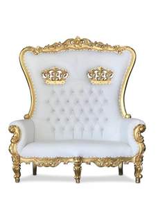 Chaise de trône de luxe royale en cuir blanc pour le roi et la reine, pour mariage - Product Image 5