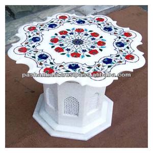 Tableau incrusté de pierre blanche, pierre en marbre blanc, Art pitra dure - Product Image 1