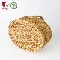 Panier de pique-nique tissé en rotin, panier de rangement à la main, vente en gros
