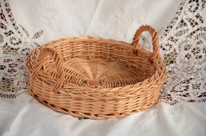 <b>Small</b> Round Wicker <b>Basket</b> Serving Tray - Product Image 2