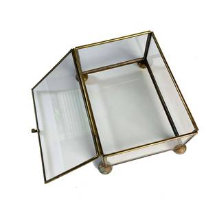 Brass & Glass Lidded Jewelry <b>Trinket</b> Display <b>Box</b> - Product Image 1