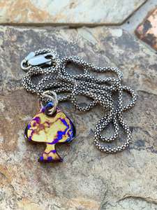 Timascus Mokuti hecho a mano collar/colgante personalizable diseño geométrico acero con latón cobre chapado número encanto joyería - Product Image 3