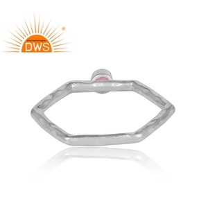 Best Selling <b>Fine</b> Sterling Natural Pink Topaz Gemstone Hexagonal Stackable <b>Ring</b> for Women Jewelry Manufacturer - Product Image 1