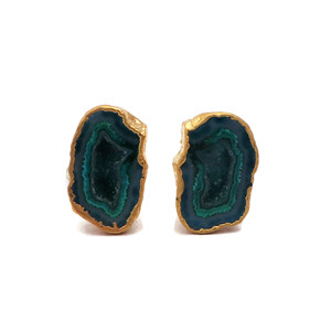 Pendientes de Geoda Amarilla con Ágata Druzy, Clásicos, de Latón, con Baño de Oro, para Novia, Bodas, Fiestas, Regalos Unisex - Product Image 1