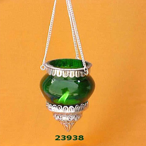 Portavelas de cristal más demandado para regalo de cumpleaños, candelita colgante de latón plateado y cristal verde - Product Image 2