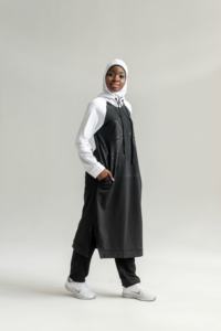 Tunique longue avec capuche en tissu Super extensible, pour Jogging, à la mode, Style islamique - Product Image 4