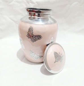Urna de Metal con grabado de mariposa rosa para adultos, urna de cremación de cenizas funerarias, de latón/aluminio, estilo americano/europeo - Product Image 2