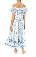 Robe d'été bohème Banjara Maxi pour femmes fabuleusement bleu sérigraphié broderie tonale miroir travail épaules courtes aimé!