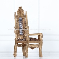 Chaise Trône Enfant Haut de Gamme Traditionnelle Française Capitonnée en Bois Massif Antique pour Hôtel, Mariage, Appartement, Villa, Salon