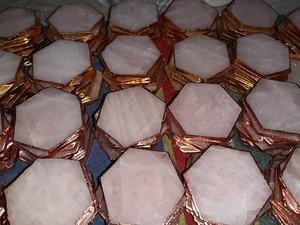 Best Selling Crysal Wholesale Natural Rose Quartz Hexagon coaster for <b>Healing</b> Meditation Metaphysical Homedecor Gemstone coaster - Product Image 5