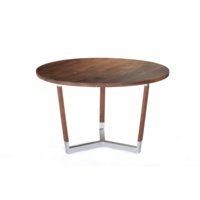 Table à manger en bois de manguier massif de luxe Metropolis |   Table de restaurant commerciale à piétement ovale de style scandinave |   Utilisation hôtelière