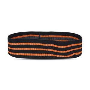 Bande de résistance à rayures noires et orange pour adultes, en nylon durable, pour exercices de fitness et étirements des hanches - Product Image 1