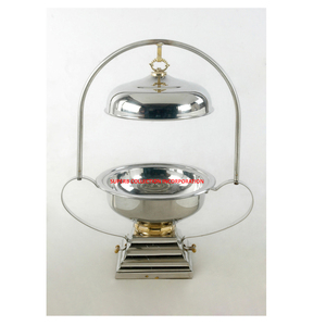 Nuevo Diseño: Juego de Calentador de Comida Circular Plateado con Tapa de Cúpula Colgante y Asa Arqueada - Product Image 1