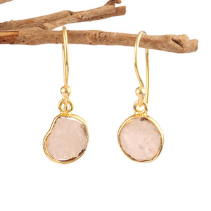 ต่างหูห้อยหินบำบัดทำจากทองเหลืองชุบทองสำหรับผู้หญิง - Product Image 3