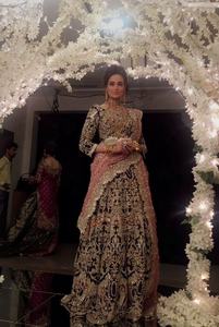 ATIYA LIBAS Impresionante Lehenga Choli de longitud hasta el suelo indio/pakistaní con Dupatta pesada para boda/fiesta-Material de acetato - Product Image 2