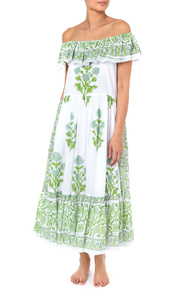 เดรสยาวคลุมเข่าพิมพ์ลายดอกไม้สำหรับผู้หญิงชุดเดรสยาวคลุมไหล่พิมพ์ลายดอกป๊อปปี้สำหรับฤดูร้อน - Product Image 5