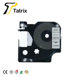 Tatrix 12mm 블랙 클리어 호환 라벨 테이프 카트리지 45010 DYMO LabelManager 160 280 프린터