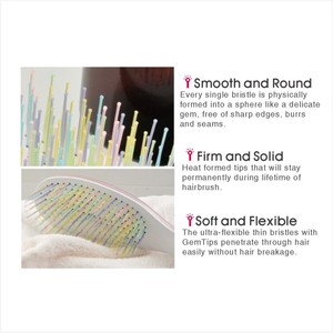 TONG FONG Nylon Démêlant Gem Tips Brosse à cheveux et peigne de massage du cuir chevelu Démêlant efficace Noir/Argent métallique - Product Image 5