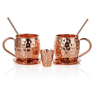 Meilleures tasses en cuivre indien pour mule moscovite par jamsons exports Tasses à mule de Moscou martelées antiques Tasses en cuivre Tasses à bière Doublure en étain - Product Image 1