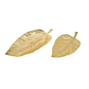 Plateau décoratif en métal artisanal en forme de feuille, moderne, pour le rangement, la présentation de salades et de fruits, idéal pour la décoration de mariage - Product Image 4