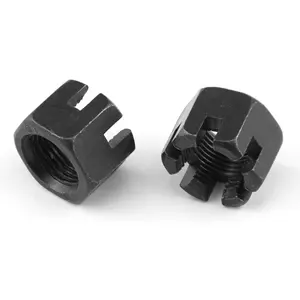 On Sale Hex Slotted Nut M16 Castle Nut High Strength Black Hex Nut