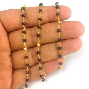 Pyrite d'or et Onyx noir chaîne perlée ronde avec facettes de pierres précieuses composant de résultats de bijoux élégant - Product Image 2