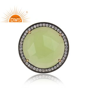 925สเตอร์ลิงเงินธรรมชาติ Prehnite Chalcedony และ CZ พลอยคำสั่งแหวนสำหรับผู้หญิงเครื่องประดับผู้ผลิต - Product Image 2