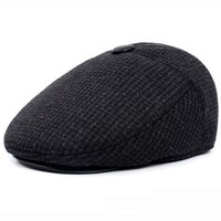 Casquette en laine Vintage pour hommes, chapeau plat avec visière ajustable, de grande taille, épaisse et chaude, à chevrons, décontracté, avec rayures, nouvelle collection hiver