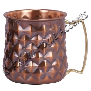 แก้วทองแดงบริสุทธิ์มอสโกมิวล์,พร้อมด้ามจับทองเหลืองตราเพชรส่วนตัวแบบทุบวัสดุโบราณตกแต่งบ้าน - Product Image 1