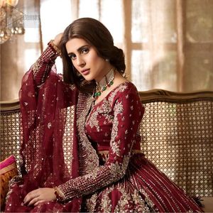 2021 Wedding Traditional Silk Dress Designer Maroon Lehenga <b>Blouse</b> Elegant Dupatta Beautiful Embroidery Zardozi Work High - Product Image 1